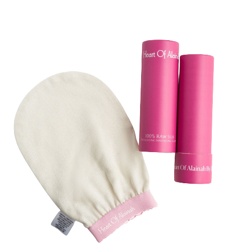 raw silk exfoliating gloves